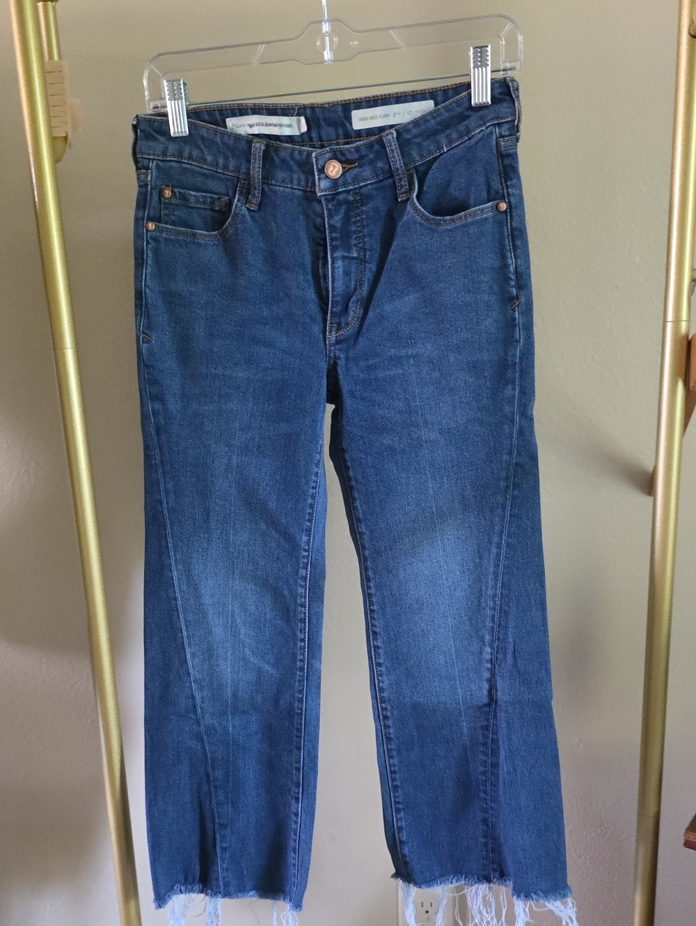 Pilcro Anthropologie High Rise Cropped Flare Jeans 27